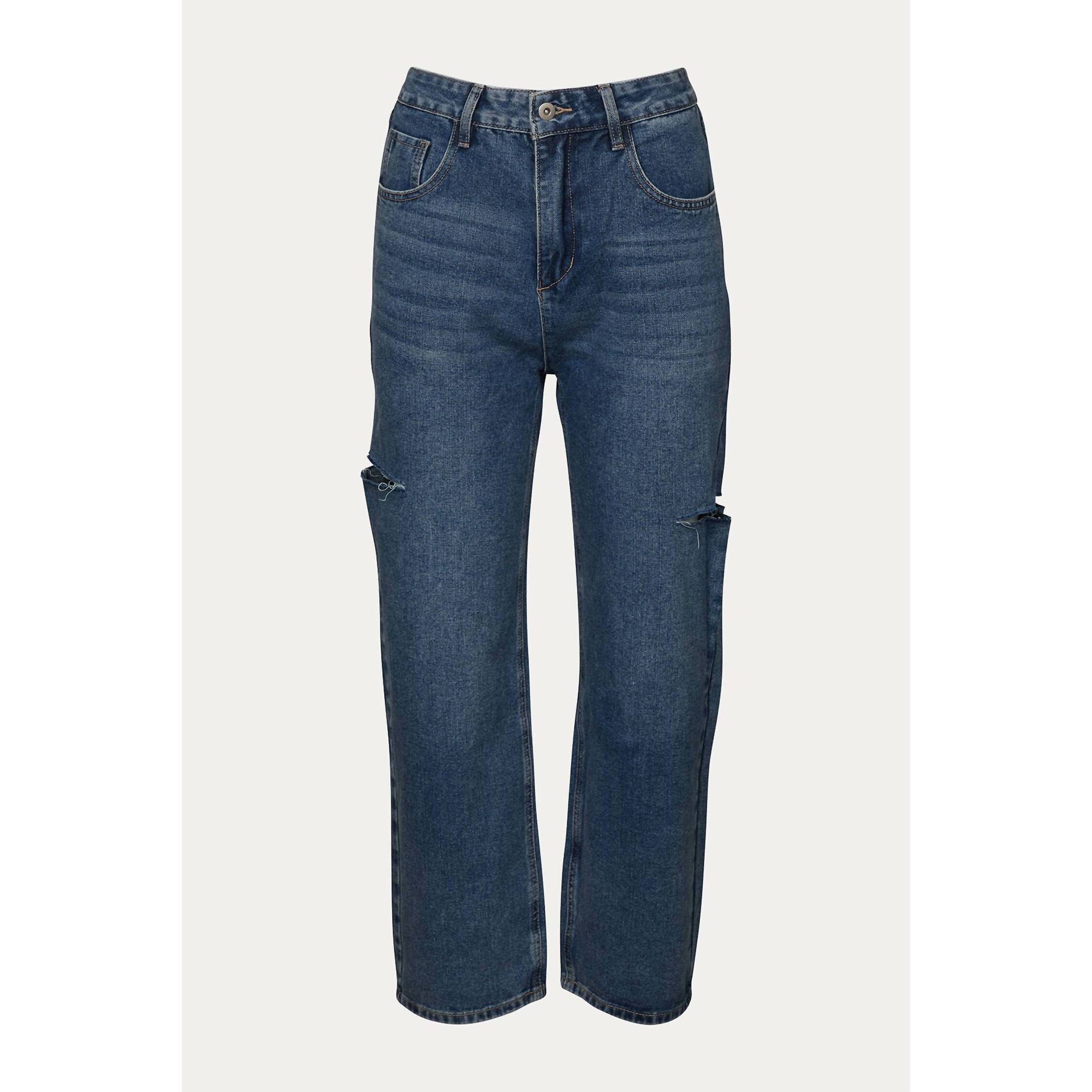 New Bijoumontre Cutout High-Rise Straight-Leg Jeans In Denim Blue